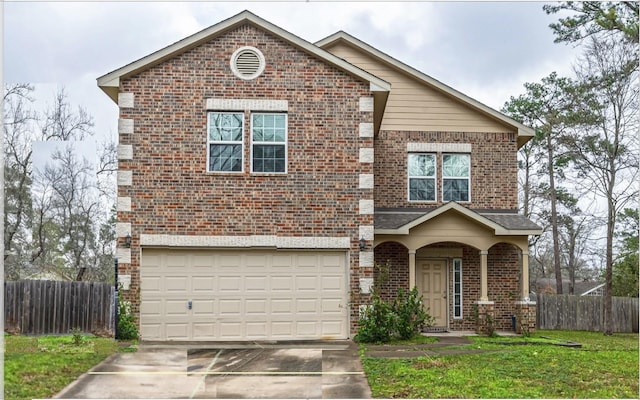 view of property with a garage