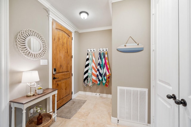 foyer with ornamental molding