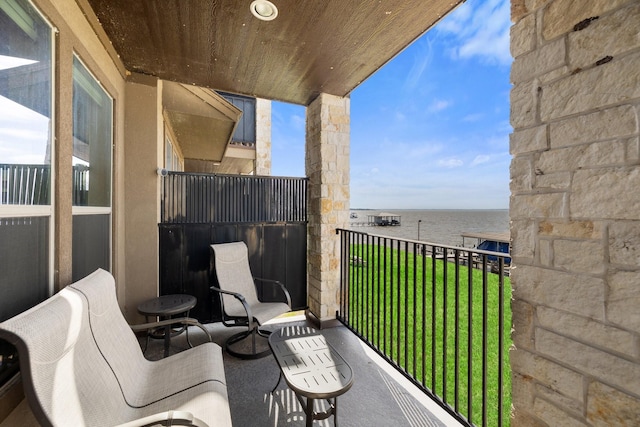 balcony with a water view