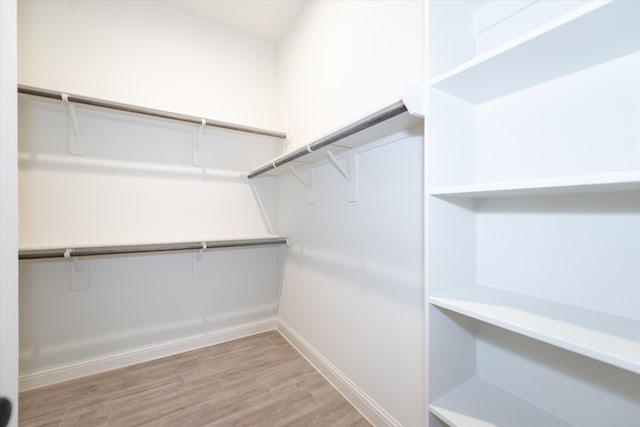 spacious closet featuring light hardwood / wood-style flooring