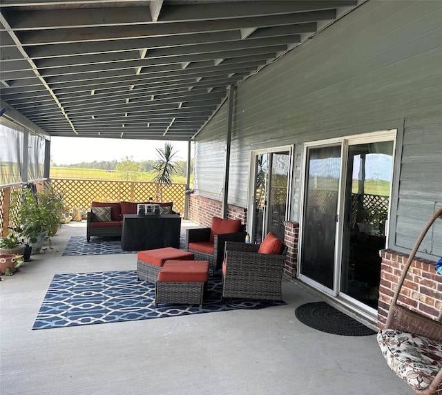 view of patio featuring an outdoor hangout area