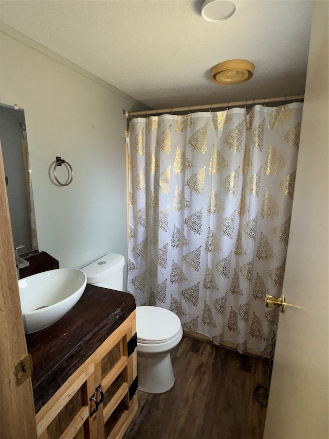 bathroom featuring hardwood / wood-style floors, toilet, and vanity