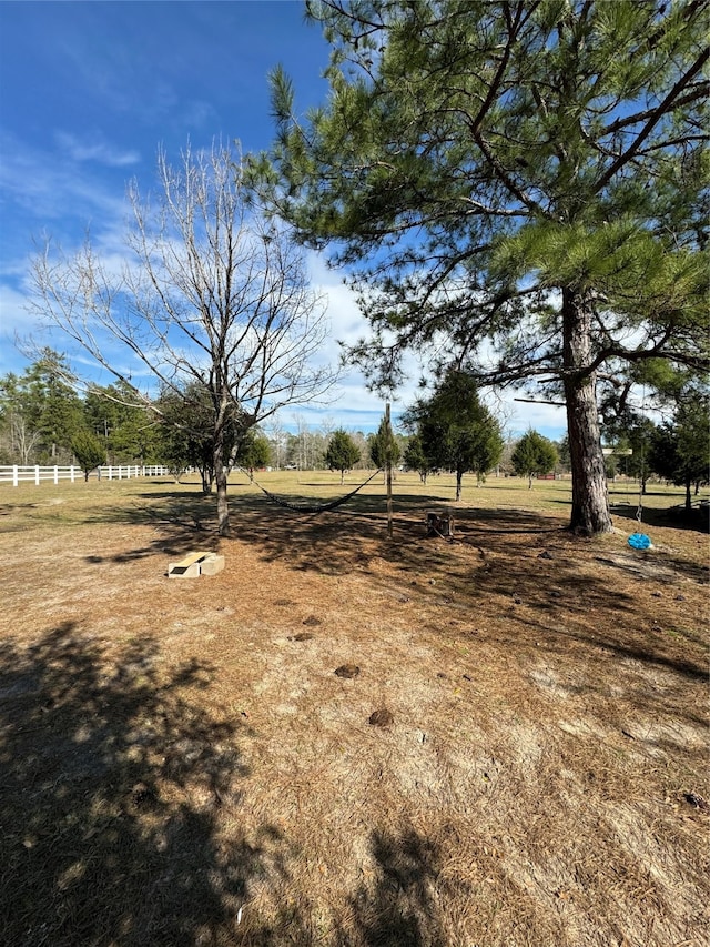 view of yard with a rural view