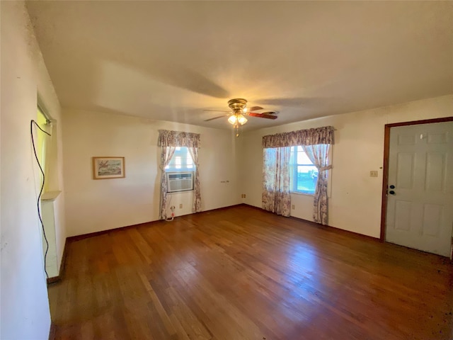 entryway with ceiling fan and hardwood / wood-style flooring