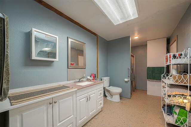 bathroom featuring toilet and large vanity