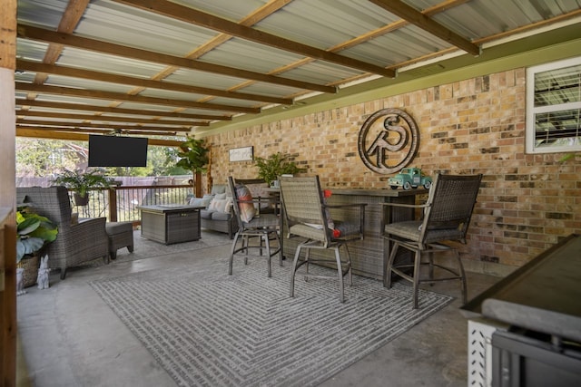 view of terrace featuring an outdoor hangout area