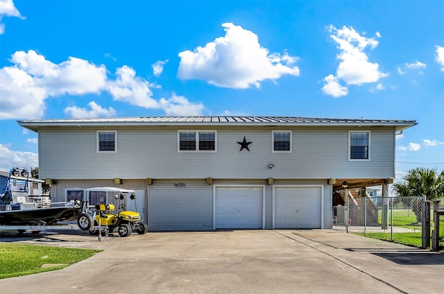 exterior space featuring a garage