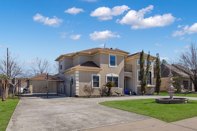 view of front of property featuring a front lawn