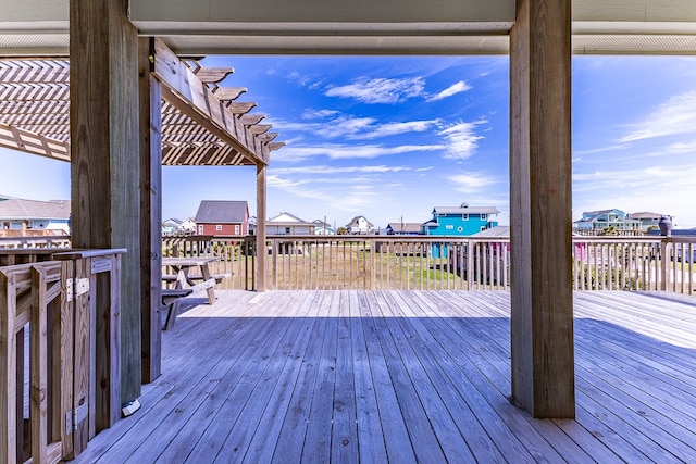 wooden terrace featuring a pergola