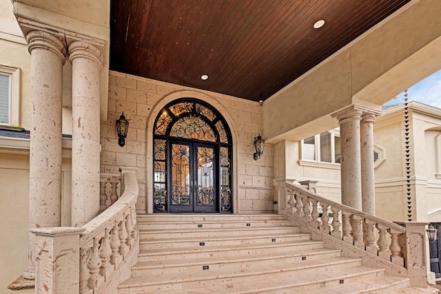 view of exterior entry with french doors