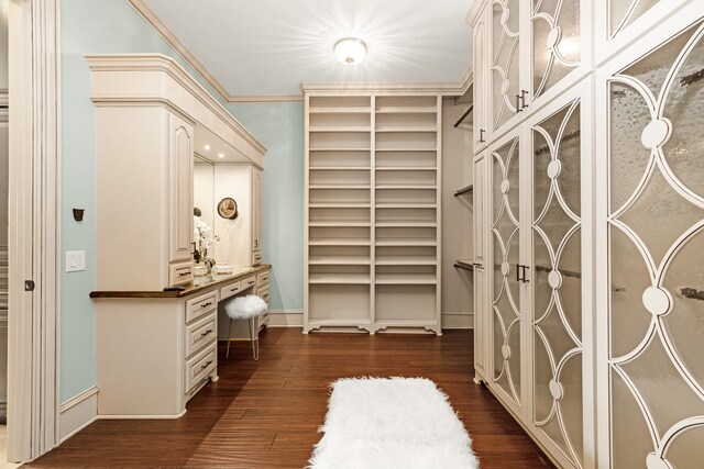 walk in closet featuring dark hardwood / wood-style floors