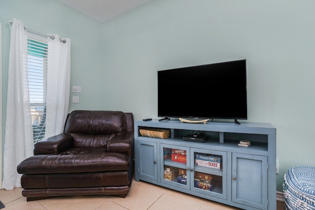 living area with light tile floors