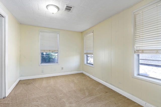 spare room featuring light colored carpet and a wealth of natural light