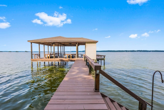 dock area featuring a water view