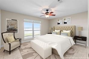 bedroom featuring ceiling fan