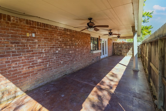 view of patio / terrace featuring ceiling fan