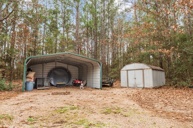 view of shed / structure featuring a carport