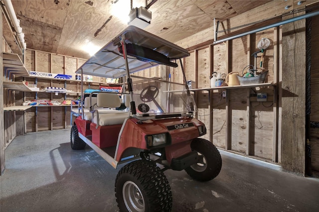 garage with a garage door opener