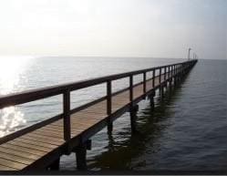 dock area with a water view and a pier