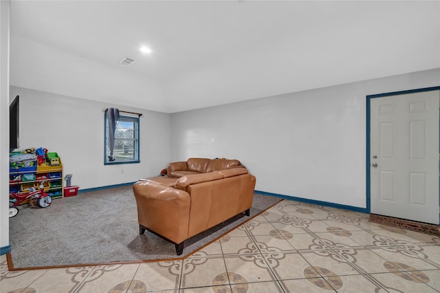 living room with light carpet