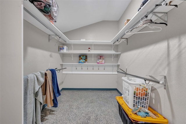 spacious closet featuring lofted ceiling