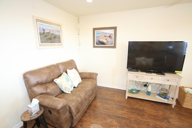 living room featuring dark hardwood / wood-style floors