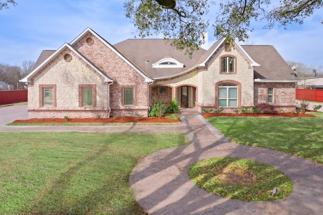 view of front of home with a front yard