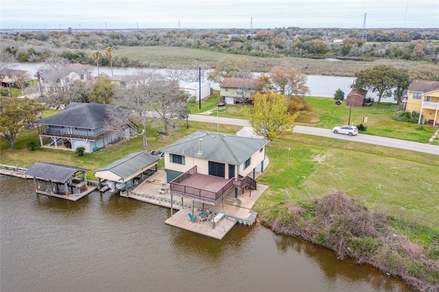 bird's eye view featuring a water view