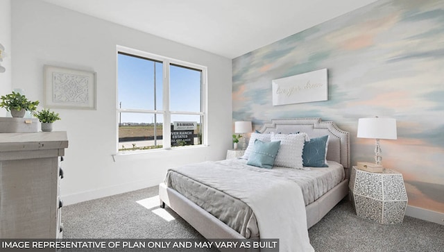 carpeted bedroom with multiple windows