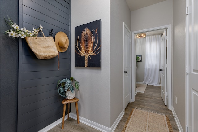 hallway featuring wood-type flooring