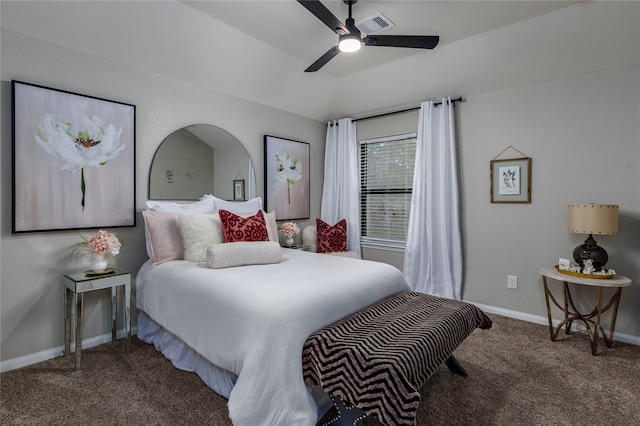 bedroom with carpet and ceiling fan