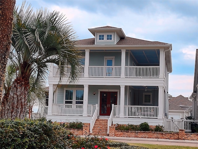 view of front facade featuring a balcony and a porch