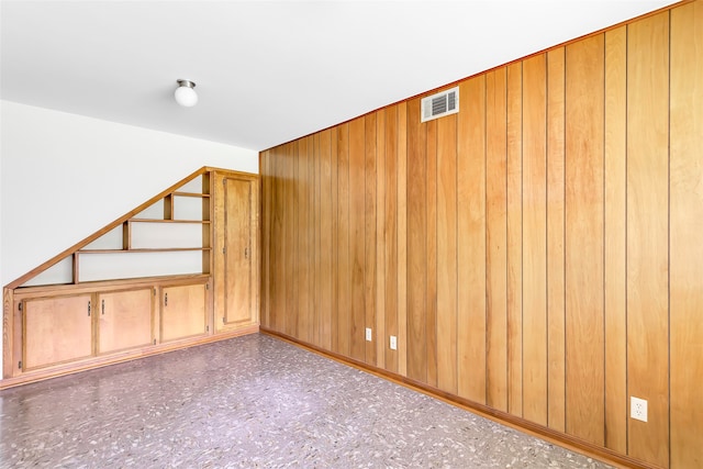 interior space with wooden walls