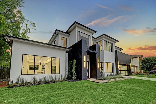 contemporary house featuring a yard