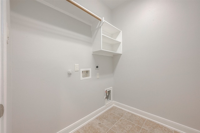 laundry room featuring washer hookup, hookup for an electric dryer, gas dryer hookup, and light tile floors