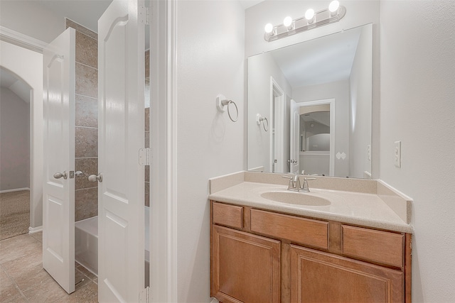 bathroom featuring vanity and tile flooring