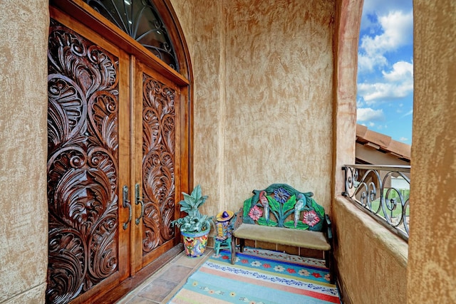 doorway to property featuring french doors