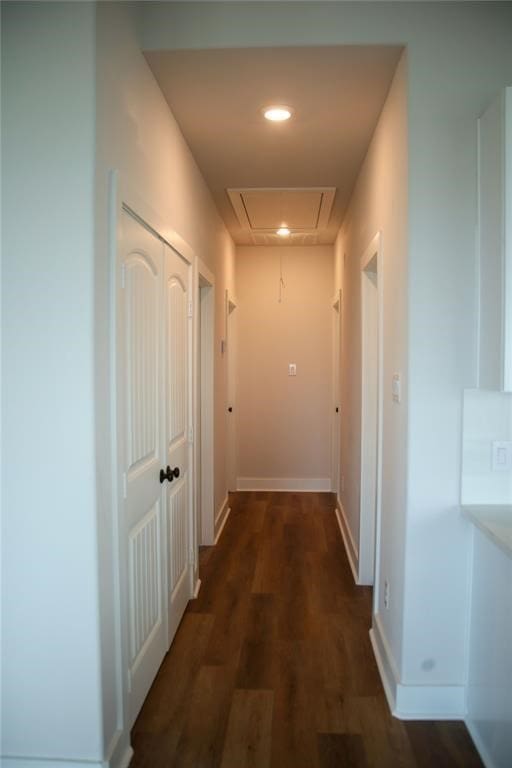 hallway with hardwood / wood-style floors