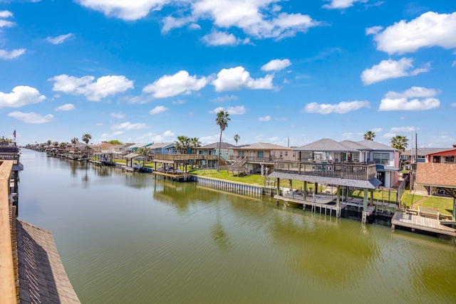 view of dock featuring a water view