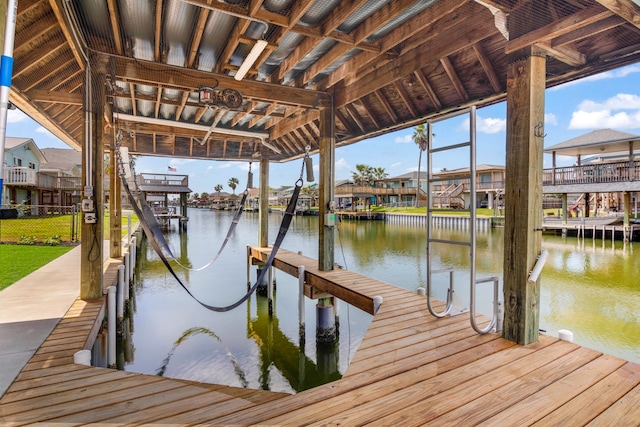 view of dock featuring a water view