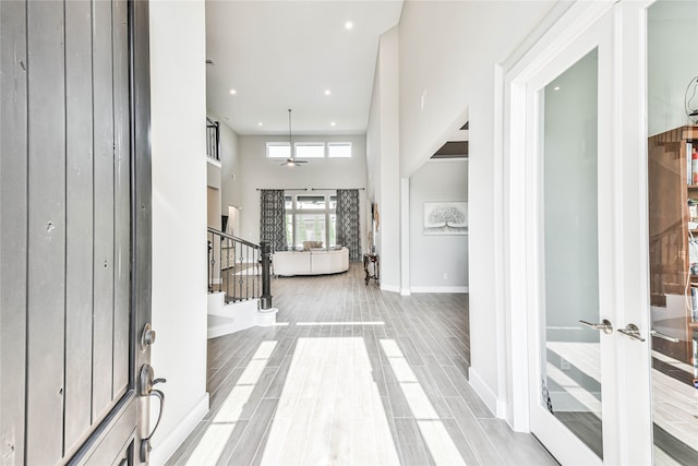 foyer featuring a towering ceiling