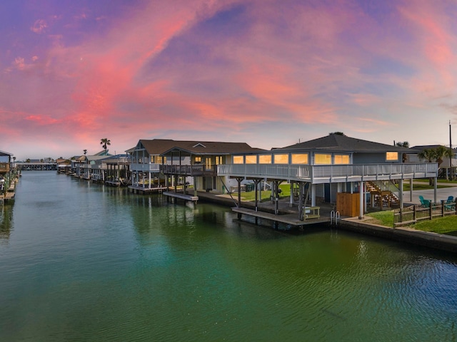 view of dock featuring a water view