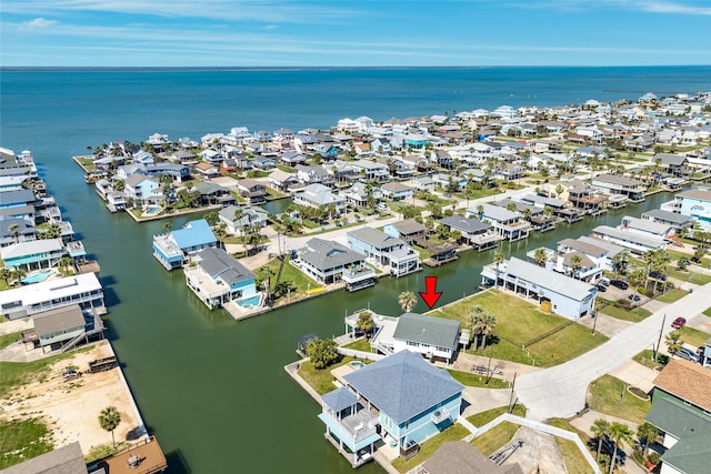 bird's eye view featuring a water view