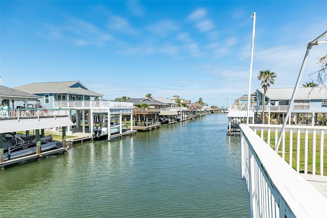 view of dock featuring a water view