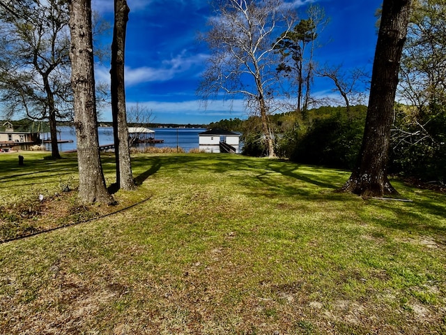 view of yard featuring a water view