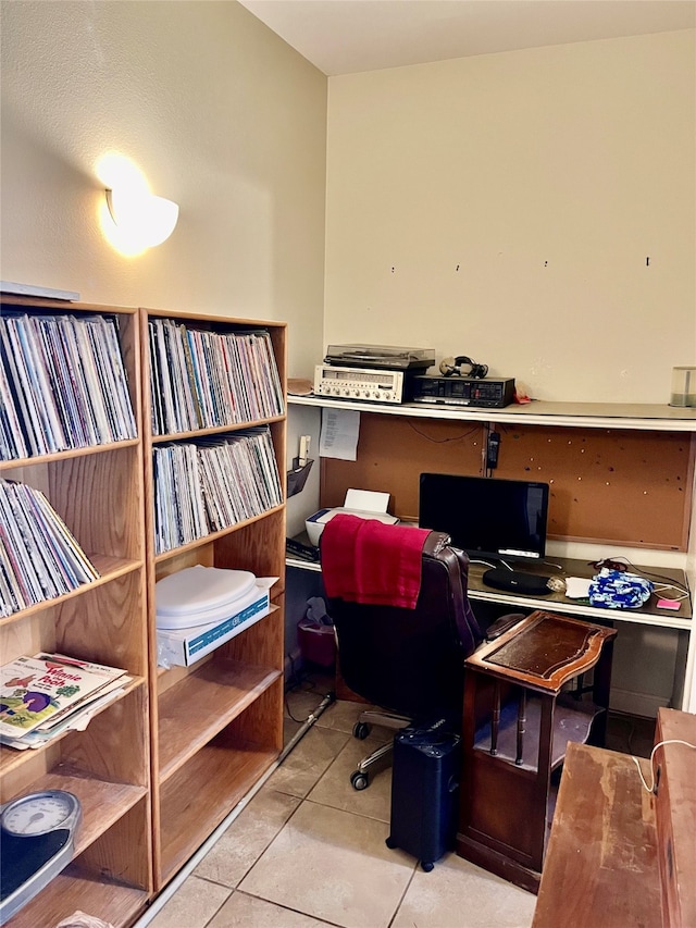 view of tiled home office