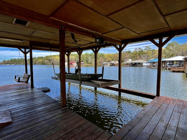 view of dock featuring a water view