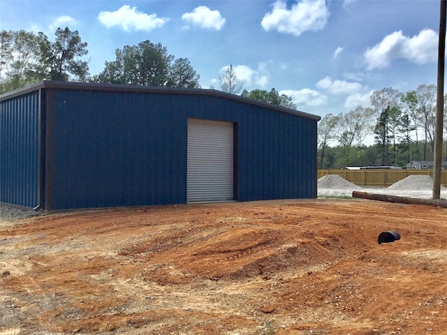 view of shed / structure featuring a garage