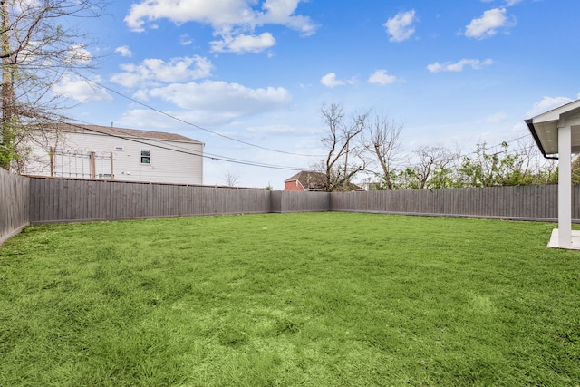 view of yard featuring a fenced backyard