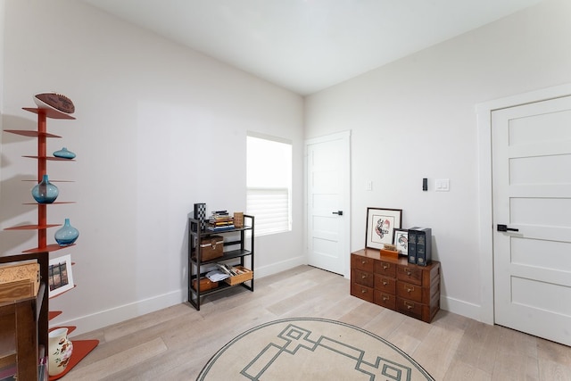 interior space with light hardwood / wood-style floors